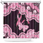 Australia Indigenous Shower Curtain Pink Ribbon Breast Cancer Butterfly Aboriginal Black - Aussie Hoodie