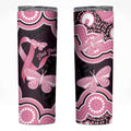 Australia Indigenous Skinny Tumbler Pink Ribbon Breast Cancer Butterfly Aboriginal Black - Aussie Hoodie