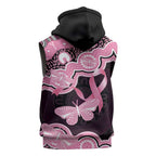 Australia Indigenous Sleeveless Hoodie Pink Ribbon Breast Cancer Butterfly Aboriginal Black - Aussie Hoodie