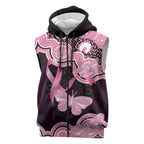 Australia Indigenous Sleeveless Zip Hoodie Pink Ribbon Breast Cancer Butterfly Aboriginal Black LT14