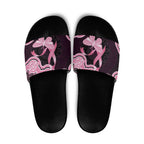 Australia Indigenous Slide Sandals Pink Ribbon Breast Cancer Butterfly Aboriginal Black - Aussie Hoodie