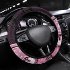 Australia Indigenous Steering Wheel Cover Pink Ribbon Breast Cancer Butterfly Aboriginal Black - Aussie Hoodie