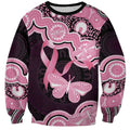 Australia Indigenous Sweatshirt Pink Ribbon Breast Cancer Butterfly Aboriginal Black - Aussie Hoodie