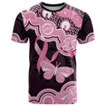 Australia Indigenous T Shirt Pink Ribbon Breast Cancer Butterfly Aboriginal Black - Aussie Hoodie