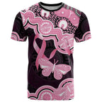 Australia Indigenous T Shirt Pink Ribbon Breast Cancer Butterfly Aboriginal Black - Aussie Hoodie