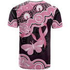 Australia Indigenous T Shirt Pink Ribbon Breast Cancer Butterfly Aboriginal Black - Aussie Hoodie