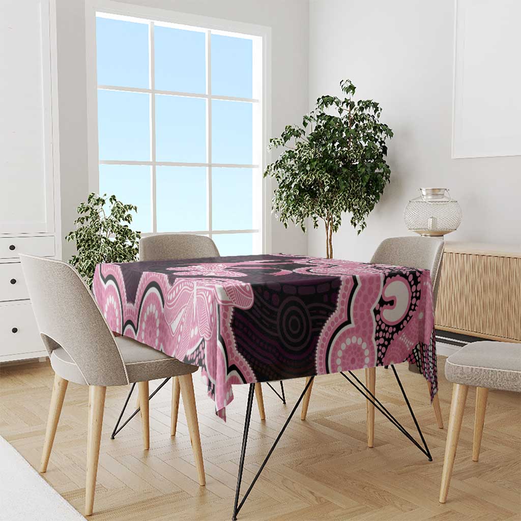 Australia Indigenous Tablecloth Pink Ribbon Breast Cancer Butterfly Aboriginal Black - Aussie Hoodie