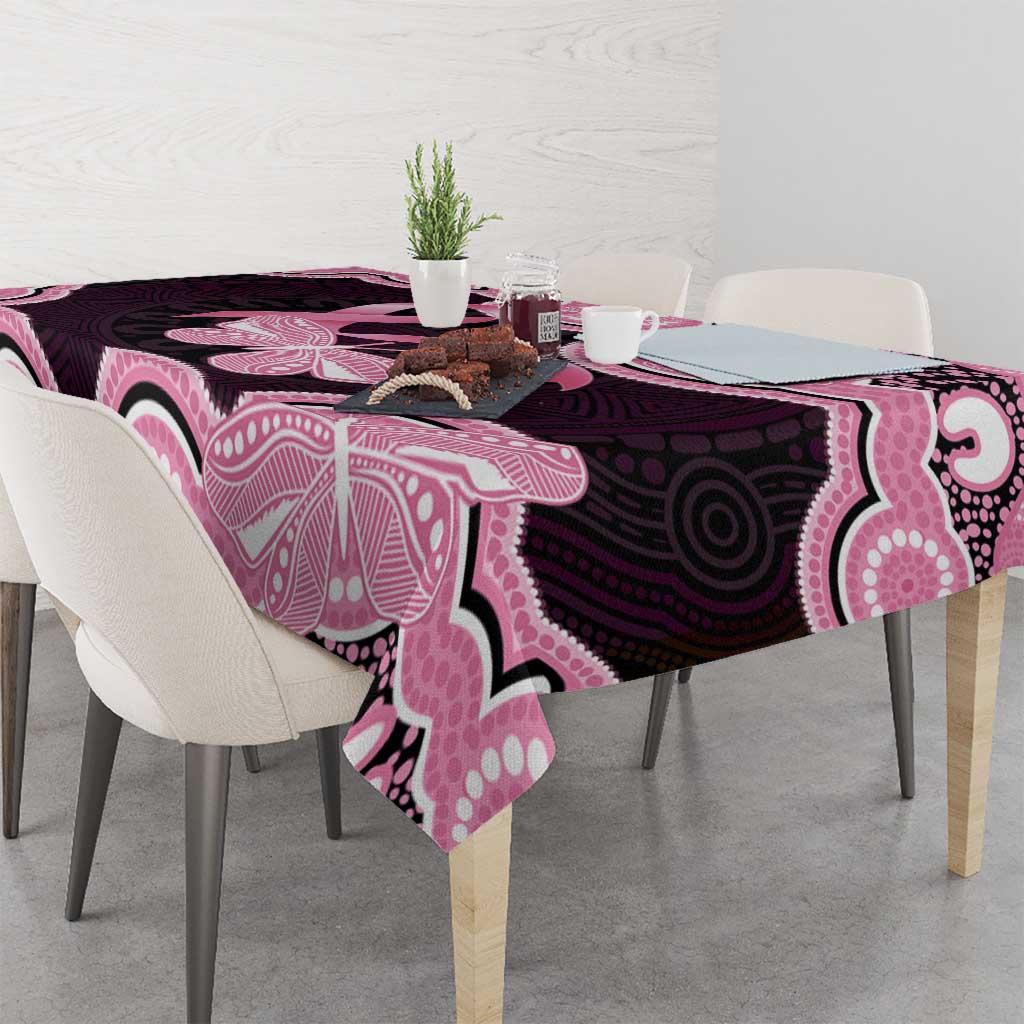 Australia Indigenous Tablecloth Pink Ribbon Breast Cancer Butterfly Aboriginal Black - Aussie Hoodie