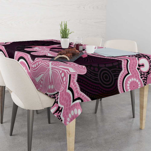 Australia Indigenous Tablecloth Pink Ribbon Breast Cancer Butterfly Aboriginal Black - Aussie Hoodie