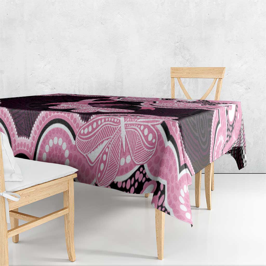Australia Indigenous Tablecloth Pink Ribbon Breast Cancer Butterfly Aboriginal Black - Aussie Hoodie