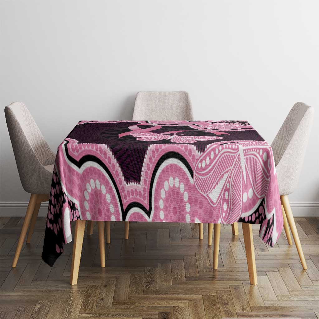 Australia Indigenous Tablecloth Pink Ribbon Breast Cancer Butterfly Aboriginal Black - Aussie Hoodie