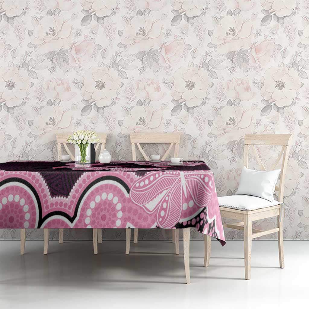 Australia Indigenous Tablecloth Pink Ribbon Breast Cancer Butterfly Aboriginal Black - Aussie Hoodie
