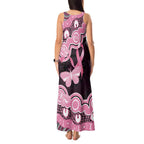Australia Indigenous Tank Maxi Dress Pink Ribbon Breast Cancer Butterfly Aboriginal Black - Aussie Hoodie