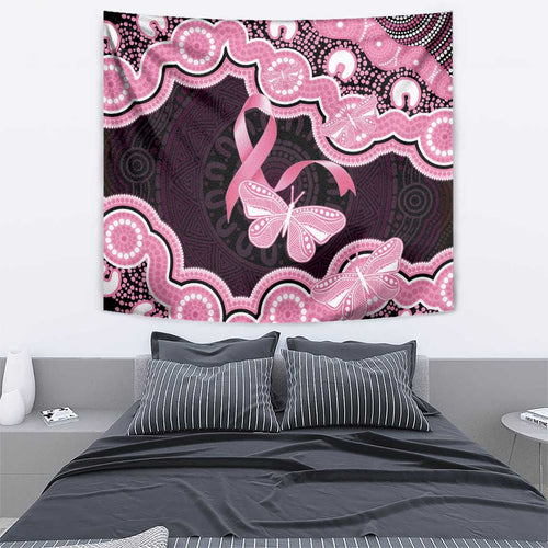 Australia Indigenous Tapestry Pink Ribbon Breast Cancer Butterfly Aboriginal Black - Aussie Hoodie