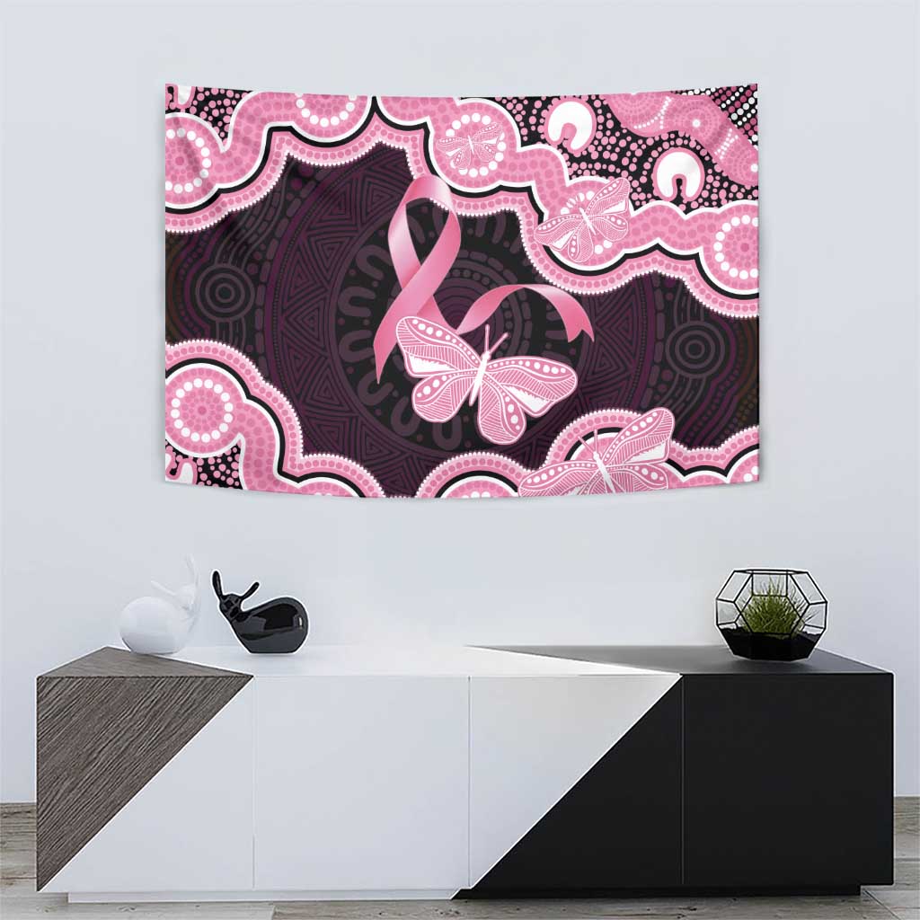 Australia Indigenous Tapestry Pink Ribbon Breast Cancer Butterfly Aboriginal Black - Aussie Hoodie