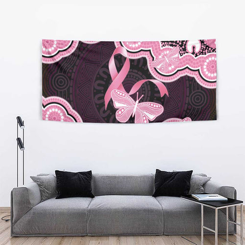 Australia Indigenous Tapestry Pink Ribbon Breast Cancer Butterfly Aboriginal Black - Aussie Hoodie