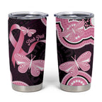 Australia Indigenous Tumbler Cup Pink Ribbon Breast Cancer Butterfly Aboriginal Black - Aussie Hoodie