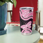 Australia Indigenous Tumbler Cup Pink Ribbon Breast Cancer Butterfly Aboriginal Black - Aussie Hoodie