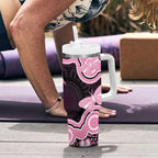 Australia Indigenous Tumbler With Handle Pink Ribbon Breast Cancer Butterfly Aboriginal Black - Aussie Hoodie