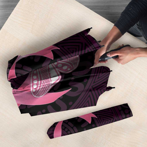Australia Indigenous Umbrella Pink Ribbon Breast Cancer Butterfly Aboriginal Black - Aussie Hoodie