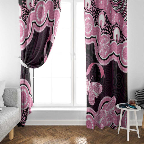Australia Indigenous Window Curtain Pink Ribbon Breast Cancer Butterfly Aboriginal Black - Aussie Hoodie