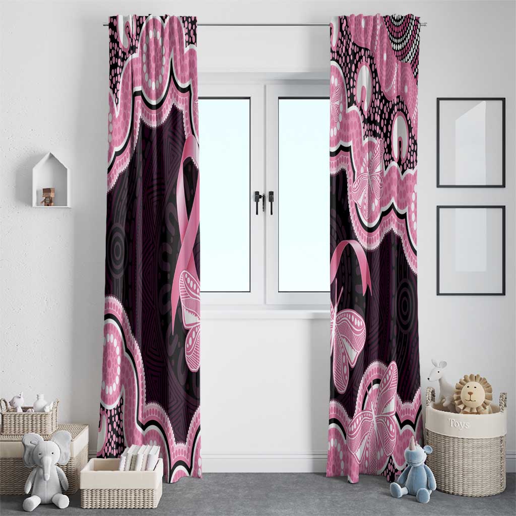 Australia Indigenous Window Curtain Pink Ribbon Breast Cancer Butterfly Aboriginal Black - Aussie Hoodie