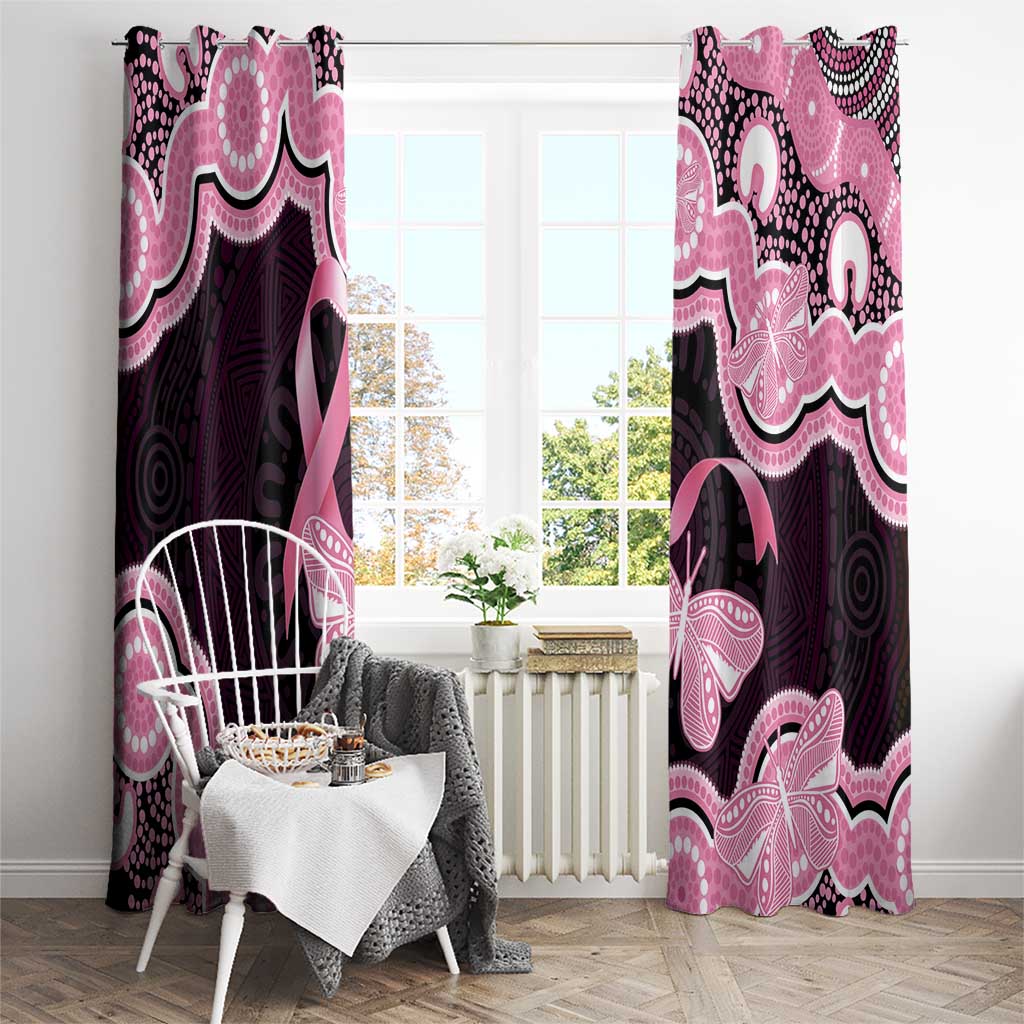 Australia Indigenous Window Curtain Pink Ribbon Breast Cancer Butterfly Aboriginal Black - Aussie Hoodie