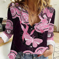 Australia Indigenous Women Casual Shirt Pink Ribbon Breast Cancer Butterfly Aboriginal Black - Aussie Hoodie