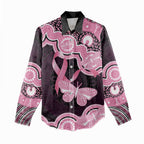 Australia Indigenous Women Casual Shirt Pink Ribbon Breast Cancer Butterfly Aboriginal Black - Aussie Hoodie