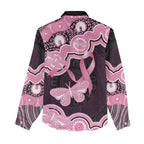 Australia Indigenous Women Casual Shirt Pink Ribbon Breast Cancer Butterfly Aboriginal Black - Aussie Hoodie
