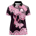Australia Indigenous Women Polo Shirt Pink Ribbon Breast Cancer Butterfly Aboriginal Black - Aussie Hoodie