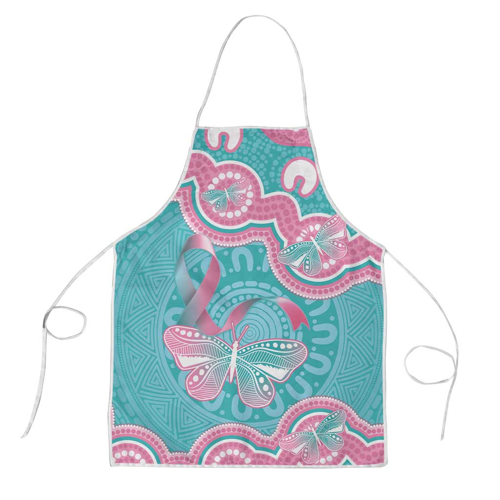 Hereditary And Gynecologic Cancer Awareness Apron Teal Pink Ribbon Aboriginal Art - Aussie Hoodie