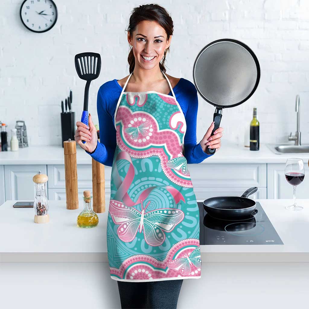 Hereditary And Gynecologic Cancer Awareness Apron Teal Pink Ribbon Aboriginal Art - Aussie Hoodie