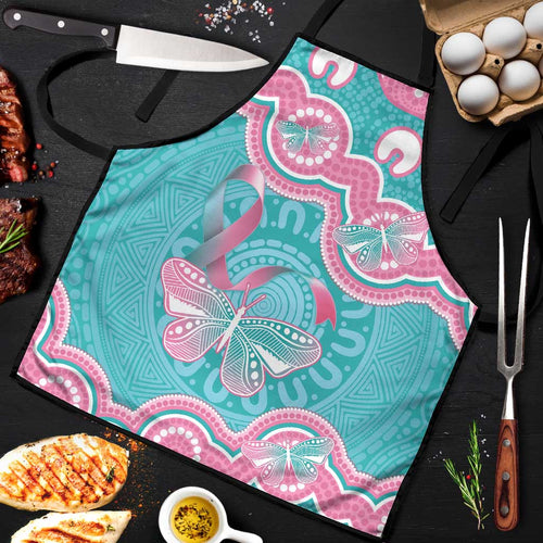 Hereditary And Gynecologic Cancer Awareness Apron Teal Pink Ribbon Aboriginal Art - Aussie Hoodie