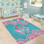 Hereditary And Gynecologic Cancer Awareness Area Rug Teal Pink Ribbon Aboriginal Art - Aussie Hoodie