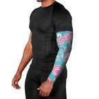 Hereditary And Gynecologic Cancer Awareness Arm Sleeves Teal Pink Ribbon Aboriginal Art - Aussie Hoodie