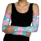 Hereditary And Gynecologic Cancer Awareness Arm Sleeves Teal Pink Ribbon Aboriginal Art - Aussie Hoodie