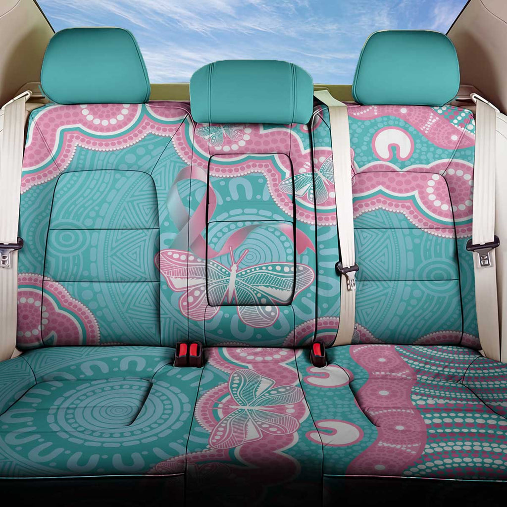 Hereditary And Gynecologic Cancer Awareness Back Car Seat Cover Teal Pink Ribbon Aboriginal Art - Aussie Hoodie