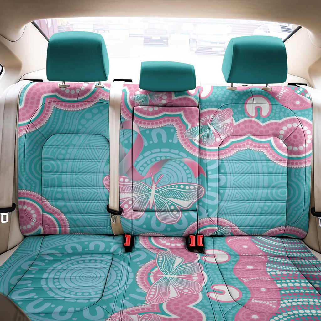 Hereditary And Gynecologic Cancer Awareness Back Car Seat Cover Teal Pink Ribbon Aboriginal Art - Aussie Hoodie