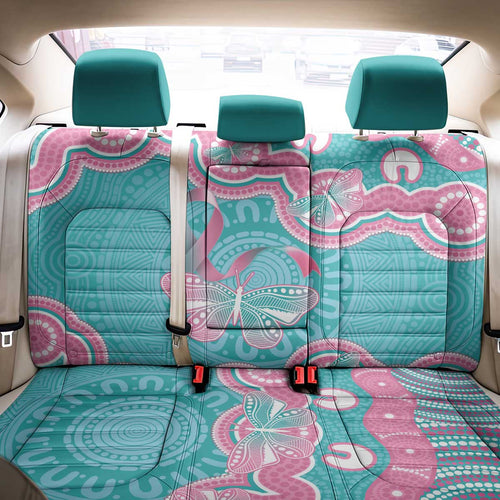 Hereditary And Gynecologic Cancer Awareness Back Car Seat Cover Teal Pink Ribbon Aboriginal Art - Aussie Hoodie