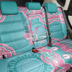 Hereditary And Gynecologic Cancer Awareness Back Car Seat Cover Teal Pink Ribbon Aboriginal Art - Aussie Hoodie