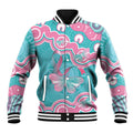 Hereditary And Gynecologic Cancer Awareness Baseball Jacket Teal Pink Ribbon Aboriginal Art - Aussie Hoodie