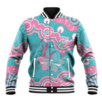 Hereditary And Gynecologic Cancer Awareness Baseball Jacket Teal Pink Ribbon Aboriginal Art - Aussie Hoodie