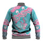 Hereditary And Gynecologic Cancer Awareness Baseball Jacket Teal Pink Ribbon Aboriginal Art - Aussie Hoodie