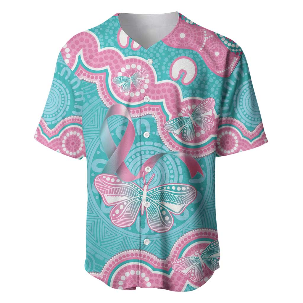 Hereditary And Gynecologic Cancer Awareness Baseball Jersey Teal Pink Ribbon Aboriginal Art - Aussie Hoodie