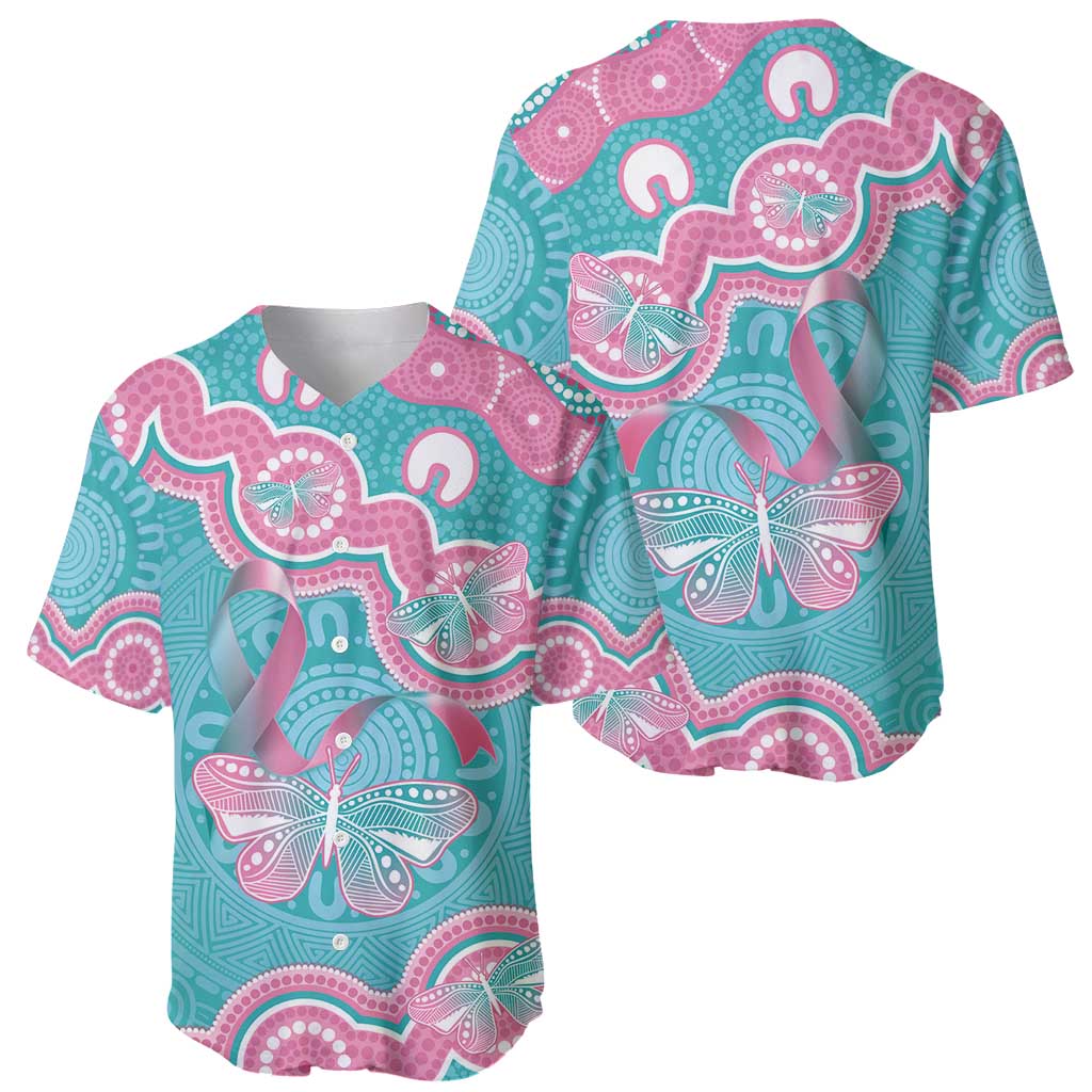 Hereditary And Gynecologic Cancer Awareness Baseball Jersey Teal Pink Ribbon Aboriginal Art - Aussie Hoodie