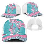 Hereditary And Gynecologic Cancer Awareness Baseball Net Cap Teal Pink Ribbon Aboriginal Art - Aussie Hoodie