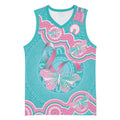 Hereditary And Gynecologic Cancer Awareness Basketball Jersey Teal Pink Ribbon Aboriginal Art - Aussie Hoodie