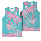 Hereditary And Gynecologic Cancer Awareness Basketball Jersey Teal Pink Ribbon Aboriginal Art - Aussie Hoodie