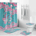 Hereditary And Gynecologic Cancer Awareness Bathroom Set Teal Pink Ribbon Aboriginal Art - Aussie Hoodie